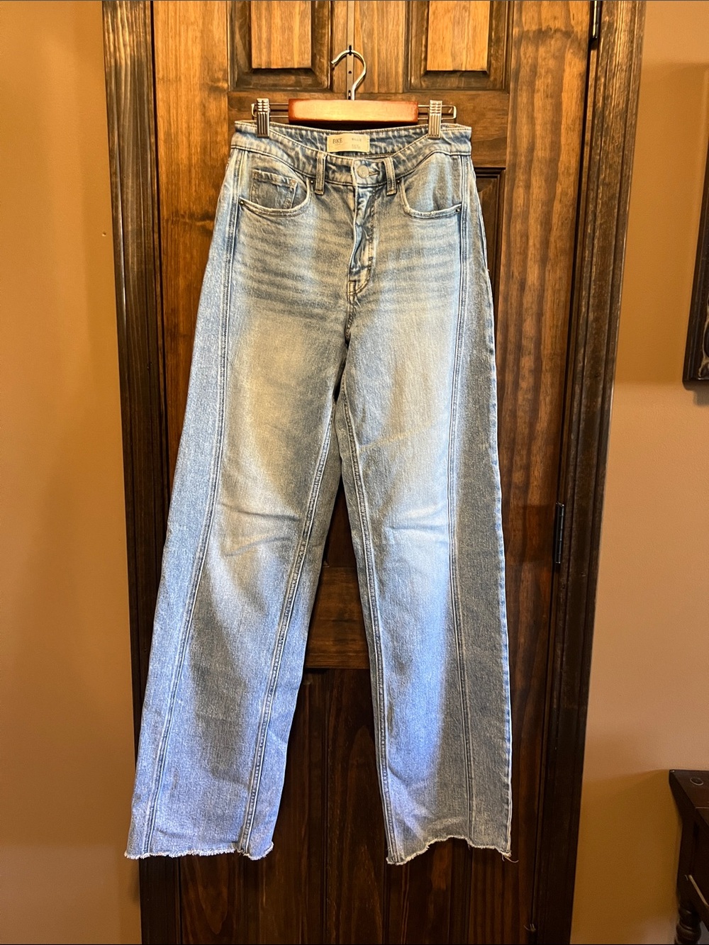BKE Light Blue Two-Tone Wide-Leg Jeans